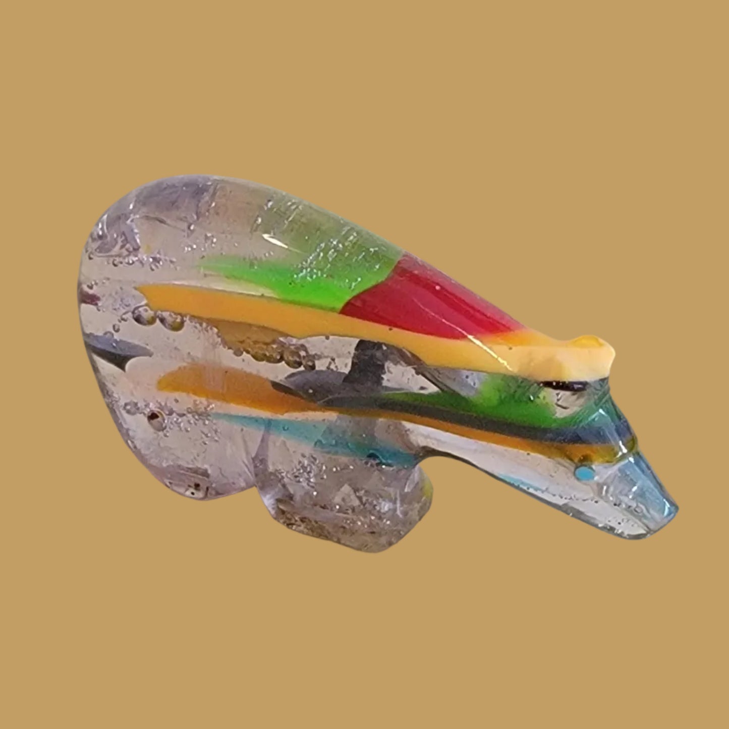 Surfite Long Necked Bear w/ Heartline Zuni Fetish