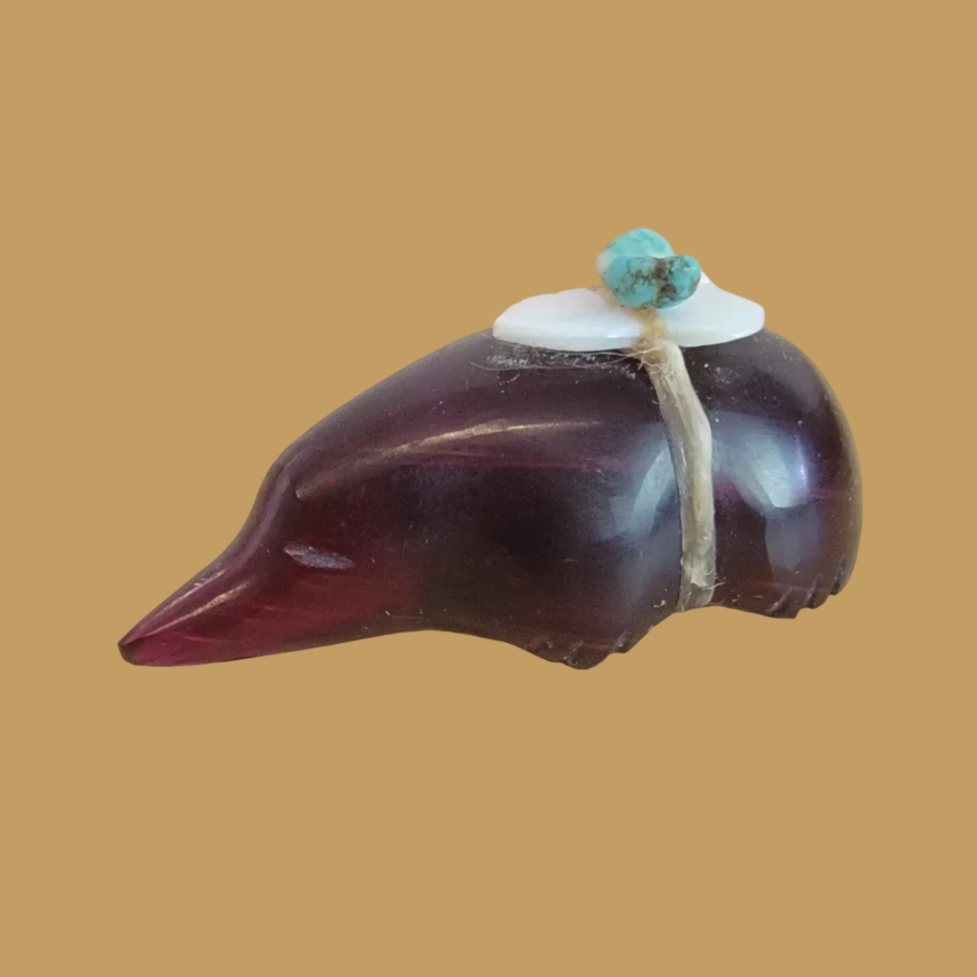 Burgundy Slag Glass Mole Zuni Fetish
