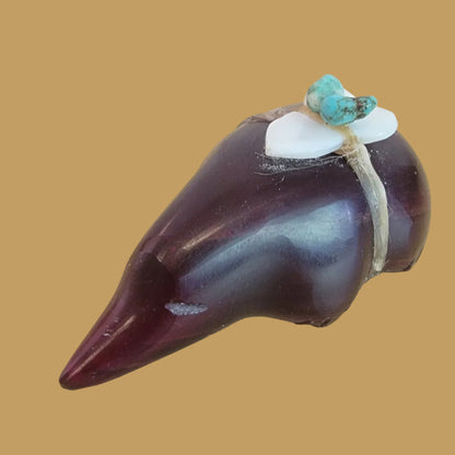 Burgundy Slag Glass Mole Zuni Fetish