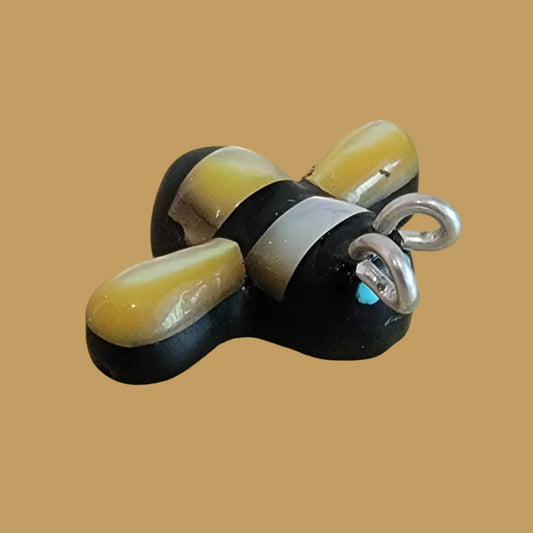 Gold Lip Shell /Jet/ Sterling Antennae Bumblebee Zuni Fetish