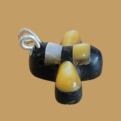 Gold Lip Shell /Jet/ Sterling Antennae Bumblebee Zuni Fetish