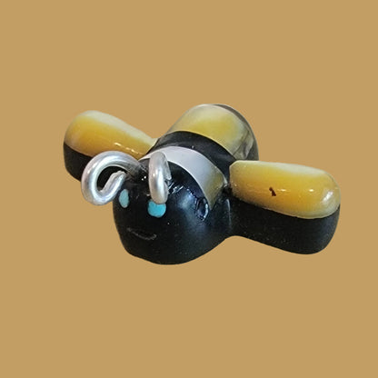 Gold Lip Shell /Jet/ Sterling Antennae Bumblebee Zuni Fetish