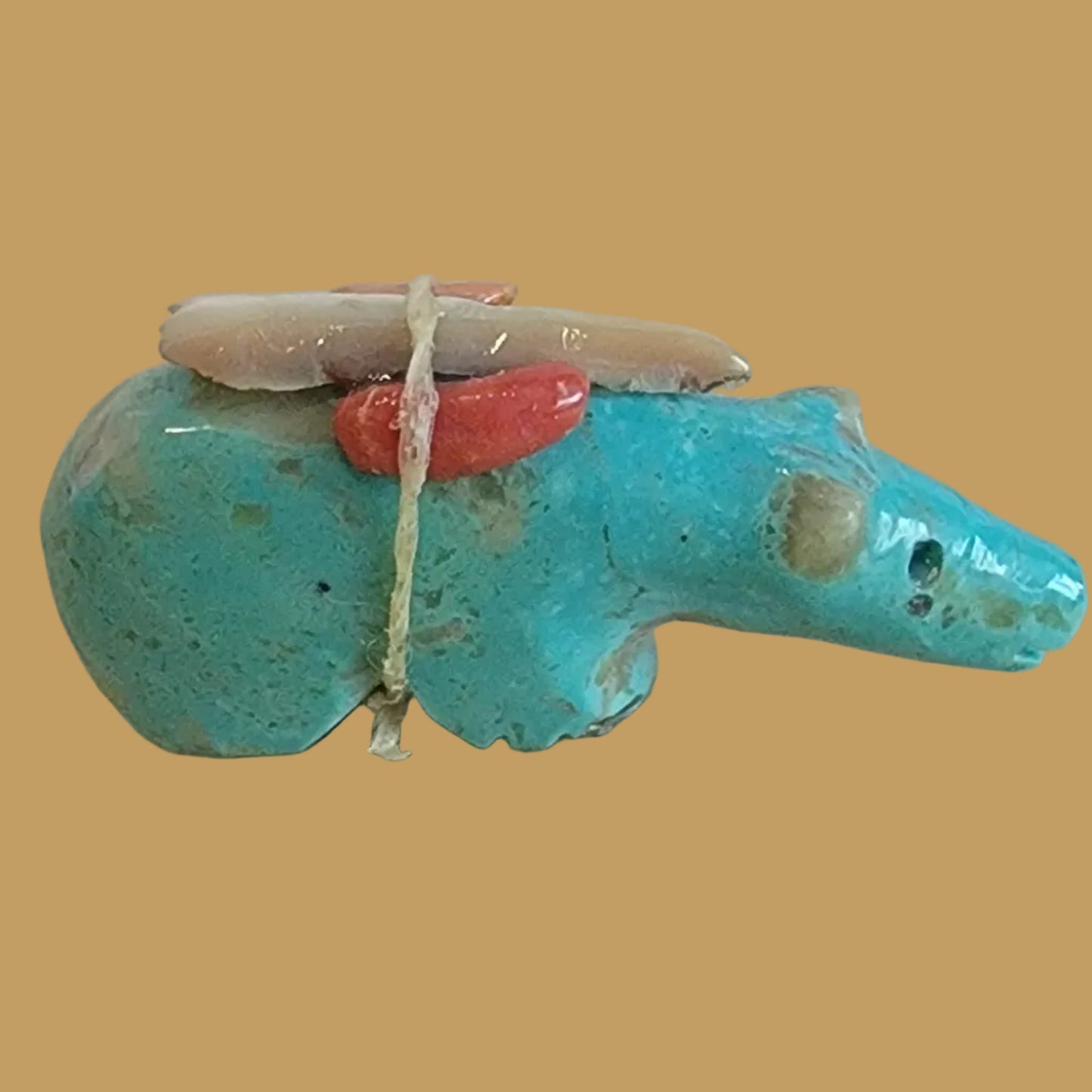 Turquoise Bear w/Bundle Zuni Fetish