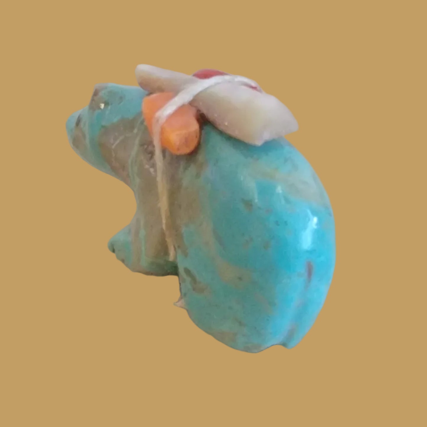 Turquoise Bear w/Bundle Zuni Fetish