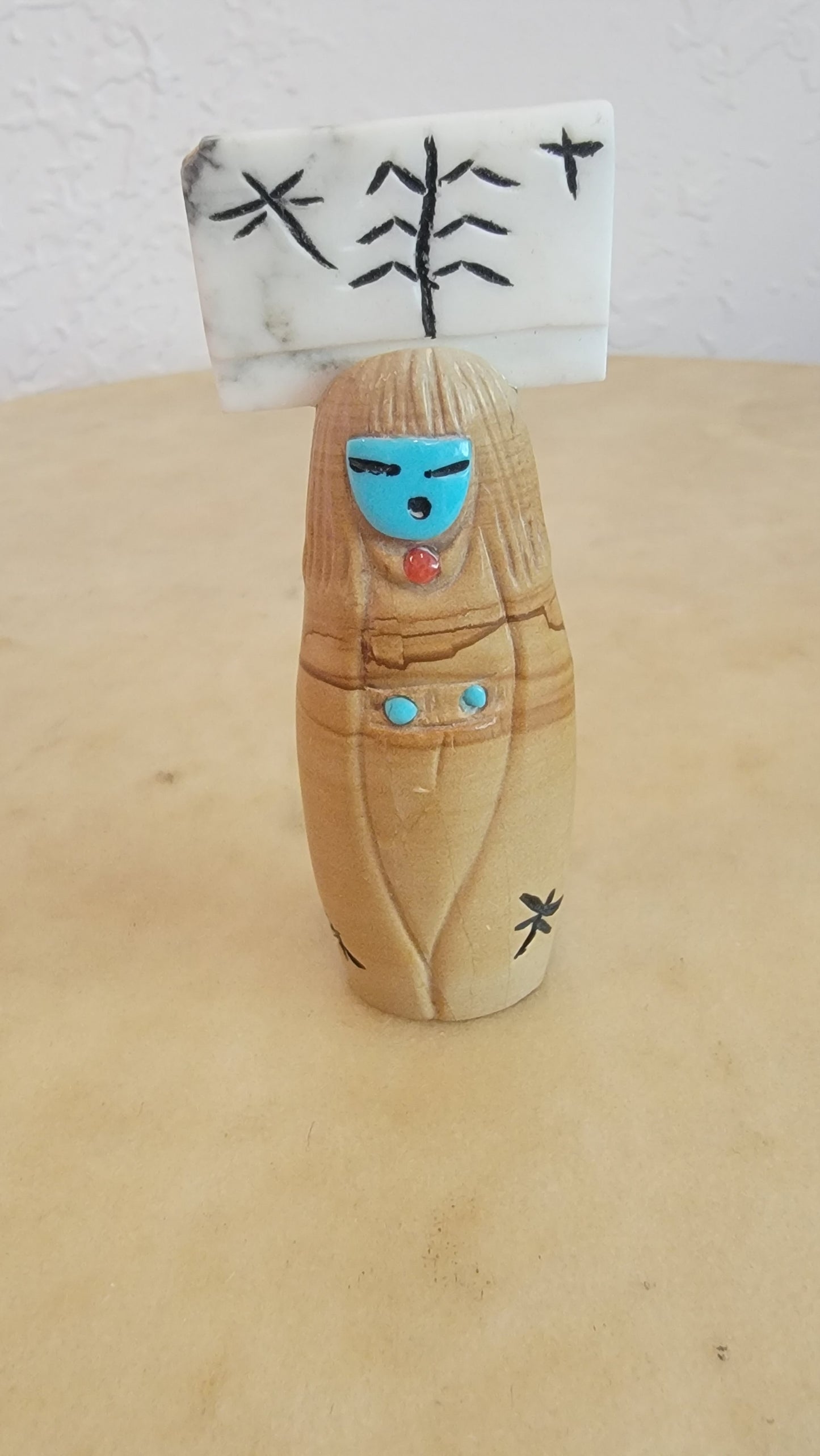 Zuni Picture Stone Maiden w/ Tablita Zuni Fetish