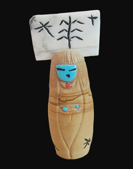 Zuni Picture Stone Maiden w/ Tablita Zuni Fetish