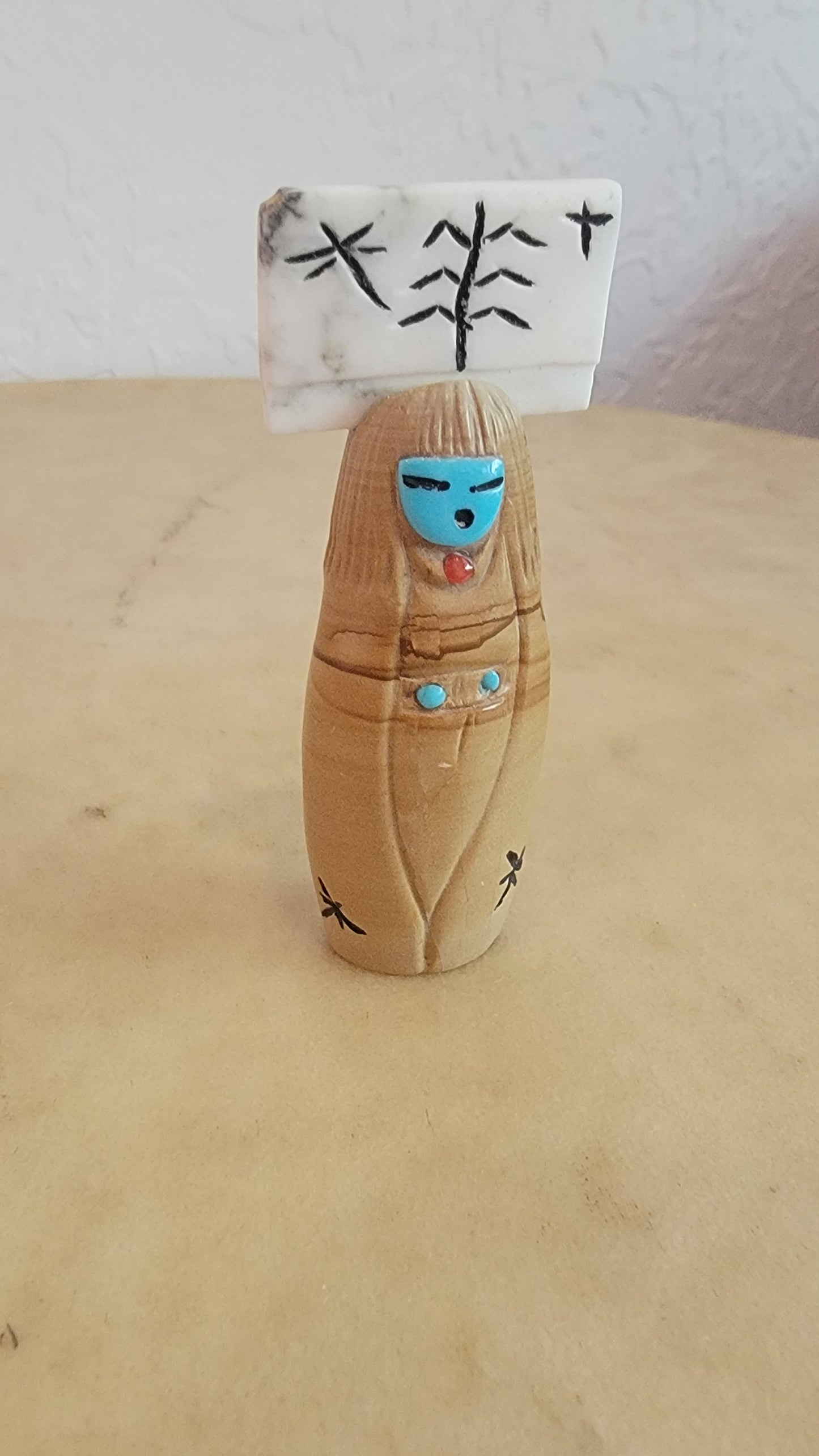 Zuni Picture Stone Maiden w/ Tablita Zuni Fetish