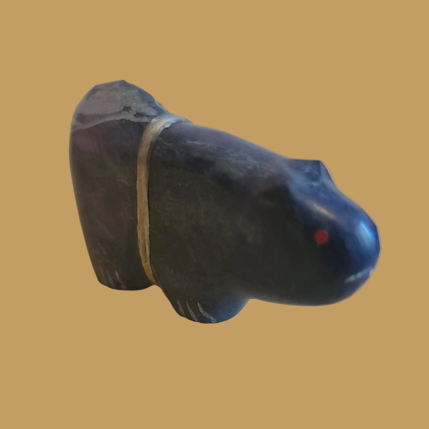 Dragon Vein Agate Mountain Lion w/ Side Offering Zuni Fetish