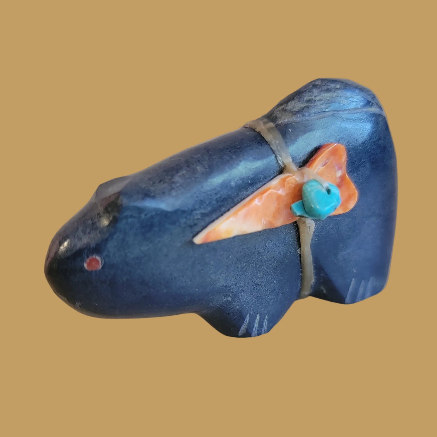 Dragon Vein Agate Mountain Lion w/ Side Offering Zuni Fetish