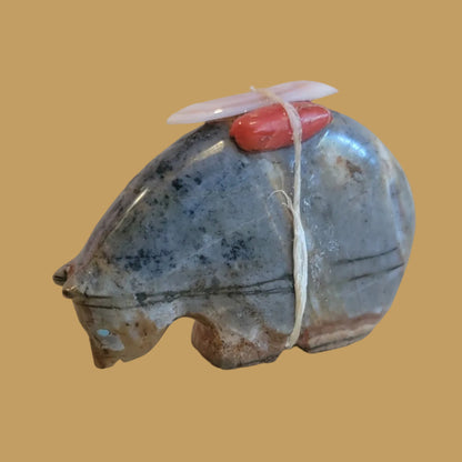 Picssso Marble Medicine Bear w/Bundle Zuni Fetish