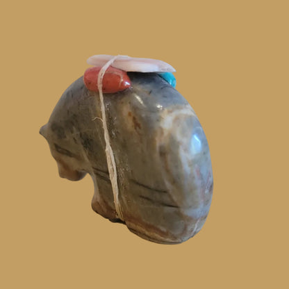 Picssso Marble Medicine Bear w/Bundle Zuni Fetish