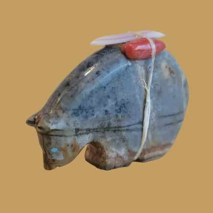 Picssso Marble Medicine Bear w/Bundle Zuni Fetish