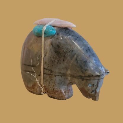 Picssso Marble Medicine Bear w/Bundle Zuni Fetish