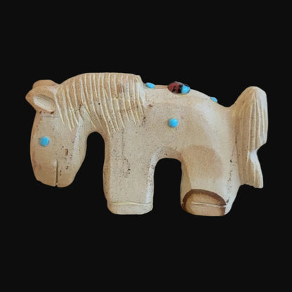 Picture Stone Jasper Horse w/ Zuni Sun Zuni Fetish