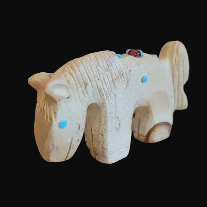 Picture Stone Jasper Horse w/ Zuni Sun Zuni Fetish
