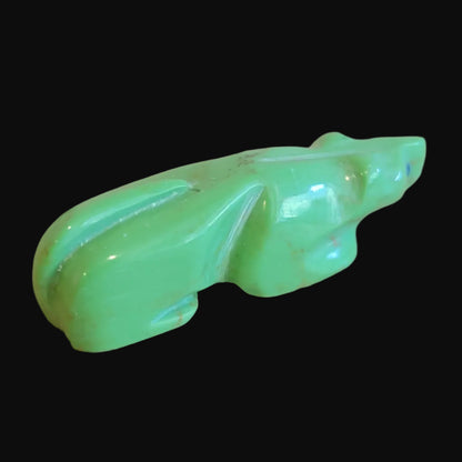 Gaspeite Mountain Lion w/Opal Eyes Zuni Fetish