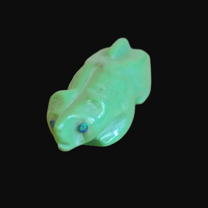 Gaspeite Mountain Lion w/Opal Eyes Zuni Fetish