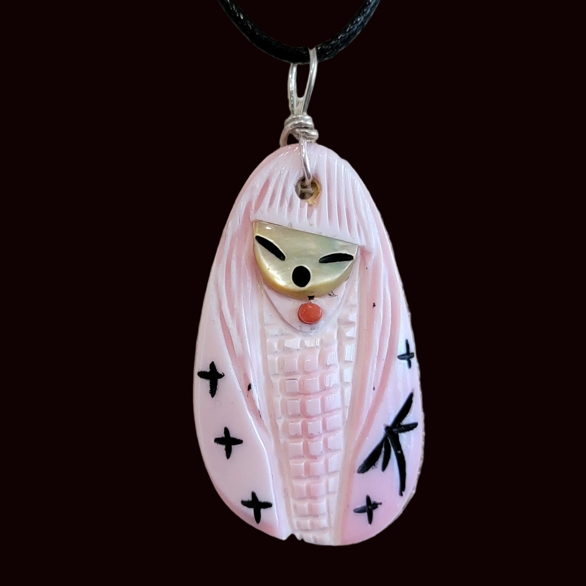 Pink Conch Shell Maiden Zuni Fetish Pendant