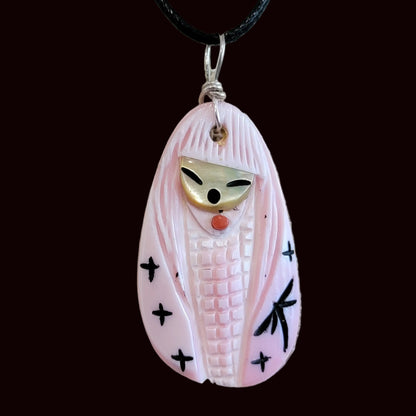Pink Conch Shell Maiden Zuni Fetish Pendant