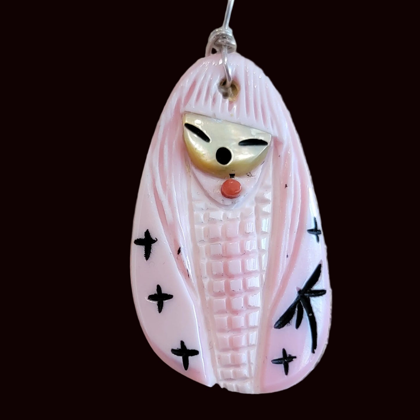 Pink Conch Shell Maiden Zuni Fetish Pendant