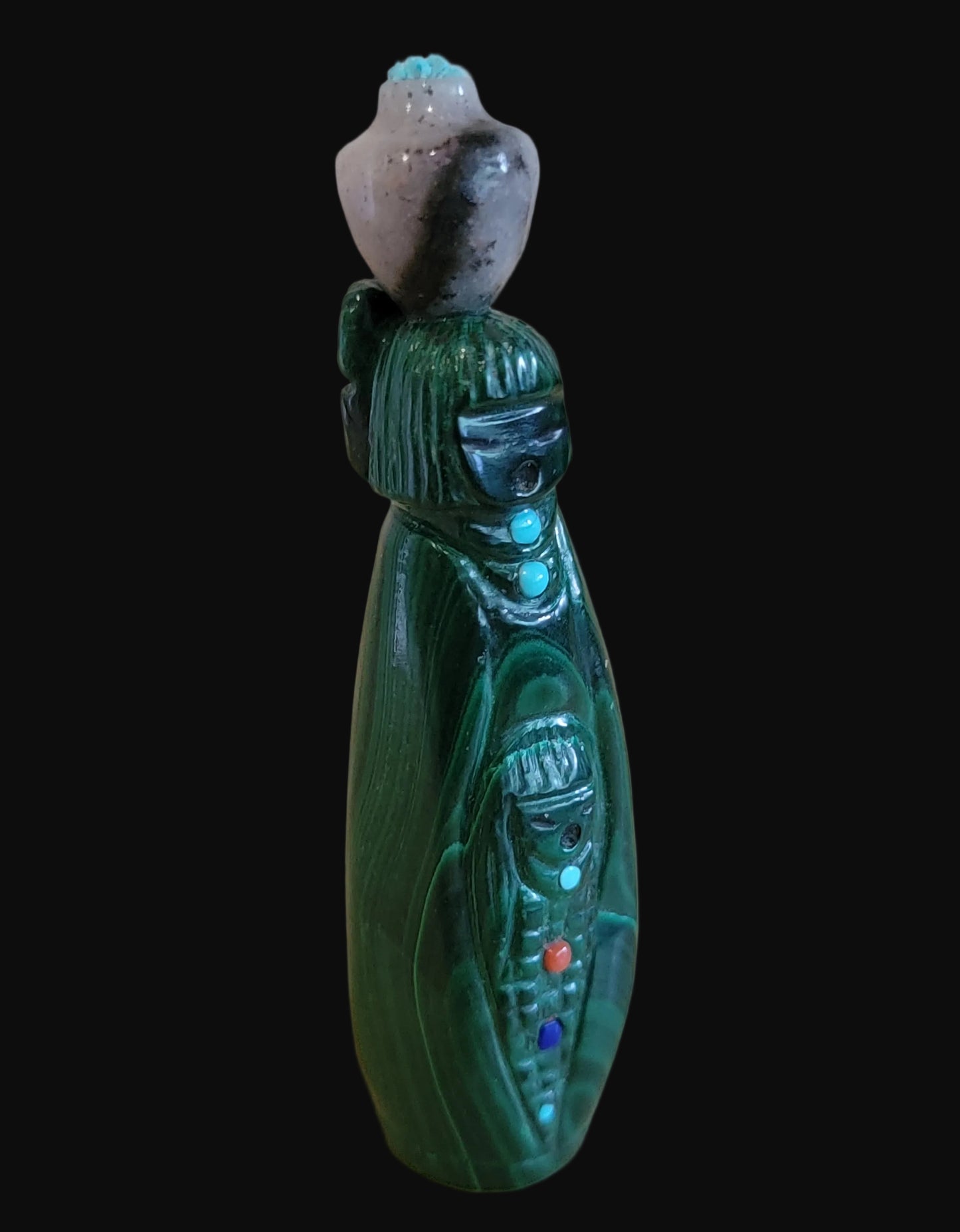 Double Malachite Zuni Olla Maidens Zuni Fetish