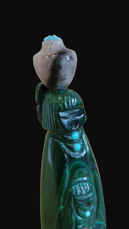 Double Malachite Zuni Olla Maidens Zuni Fetish