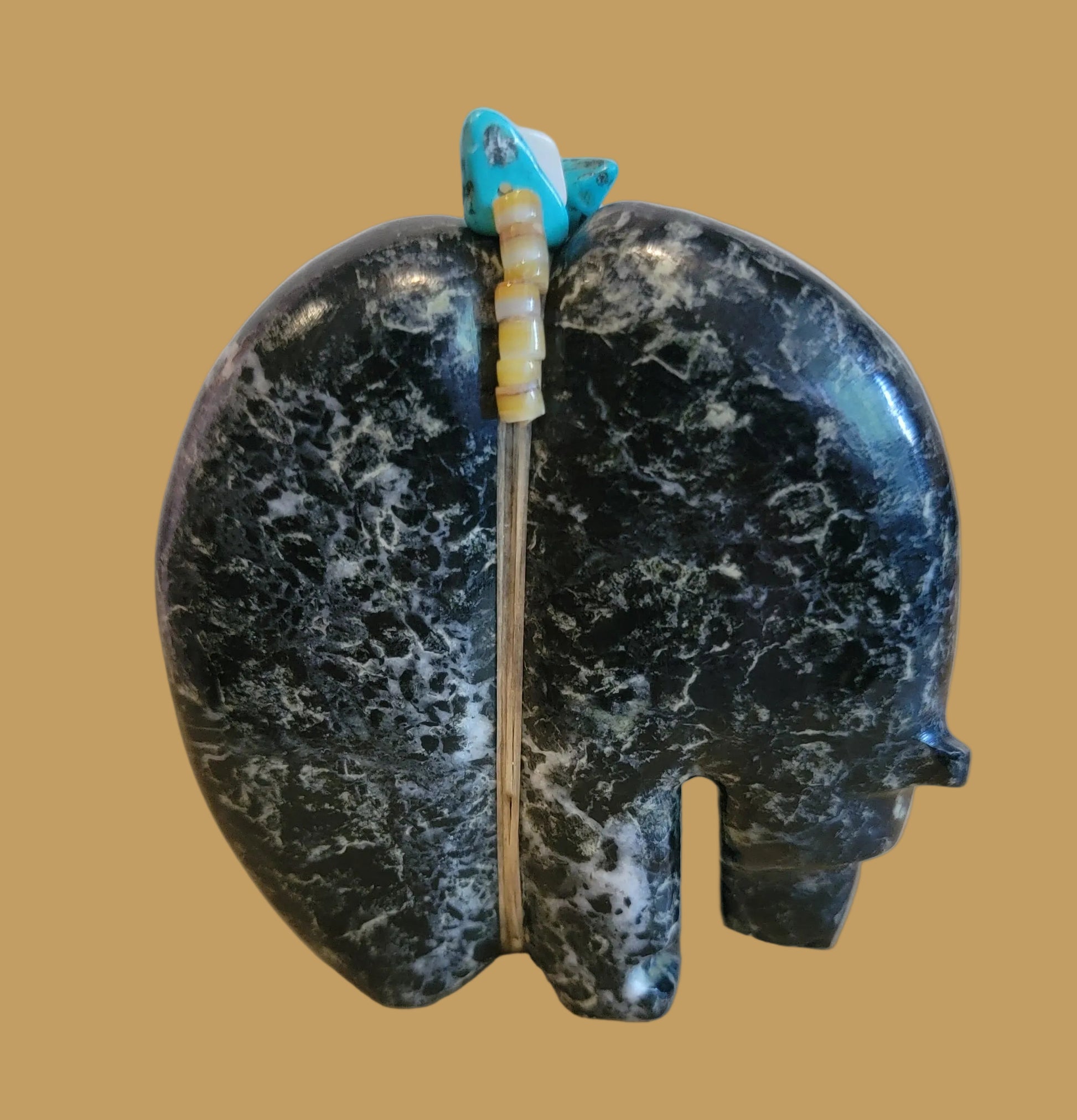 Large Orca Agate Medicine Bear w/ Turquoise Side Bear Bundle Zuni Fetish
