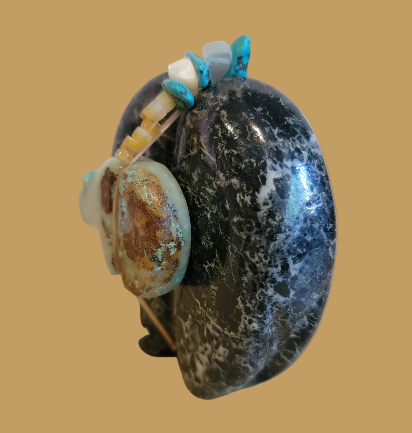 Large Orca Agate Medicine Bear w/ Turquoise Side Bear Bundle Zuni Fetish