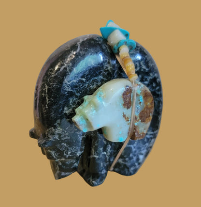 Large Orca Agate Medicine Bear w/ Turquoise Side Bear Bundle Zuni Fetish