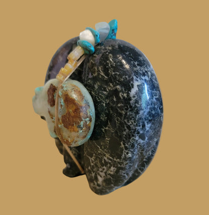 Large Orca Agate Medicine Bear w/ Turquoise Side Bear Bundle Zuni Fetish