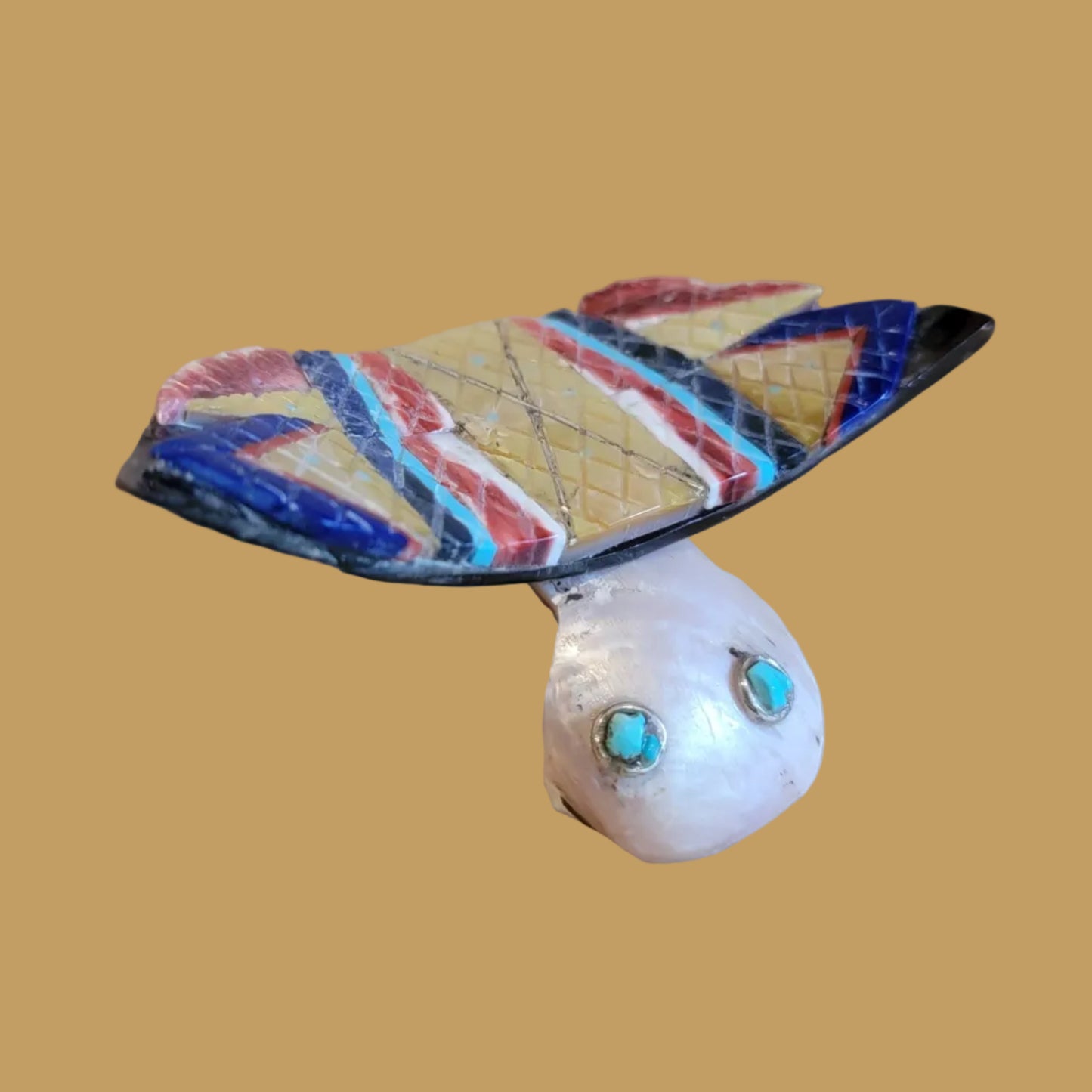 Amazing Colorful Dragonfly w/Silver and Turquoise Eyes Zuni Fetish