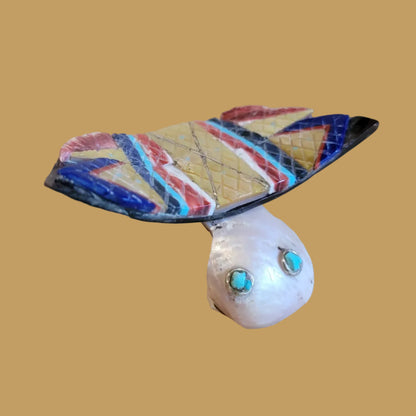 Amazing Colorful Dragonfly w/Silver and Turquoise Eyes Zuni Fetish