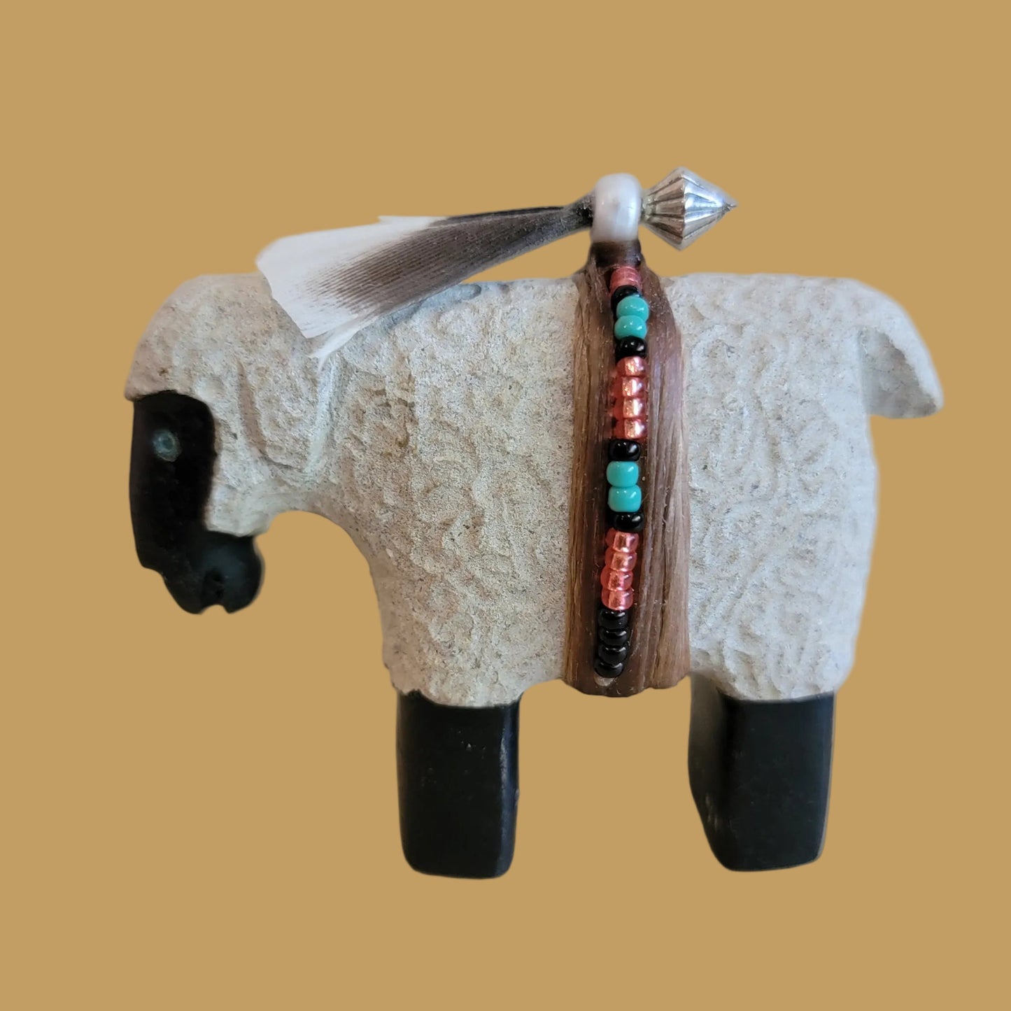 Navajo Sheep w/ Bead Wrap Zuni Fetish