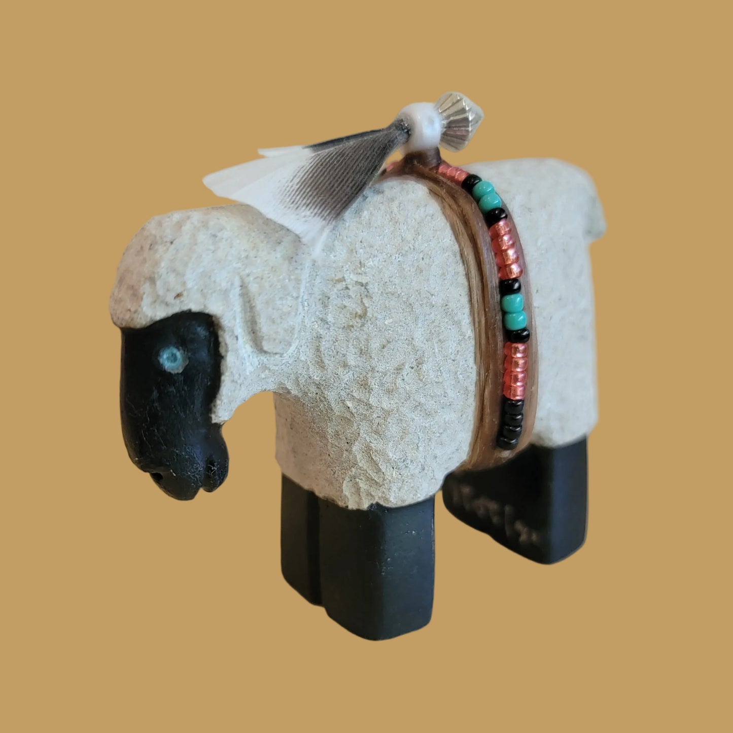 Navajo Sheep w/ Bead Wrap Zuni Fetish