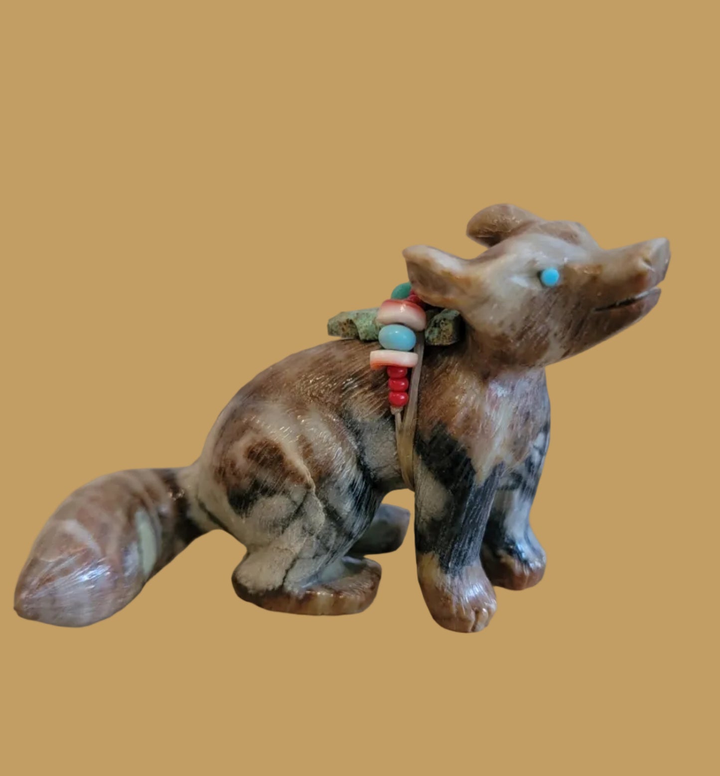 Picasso Marble Adorable Coyote w/Pack and Personality Zuni Fetish