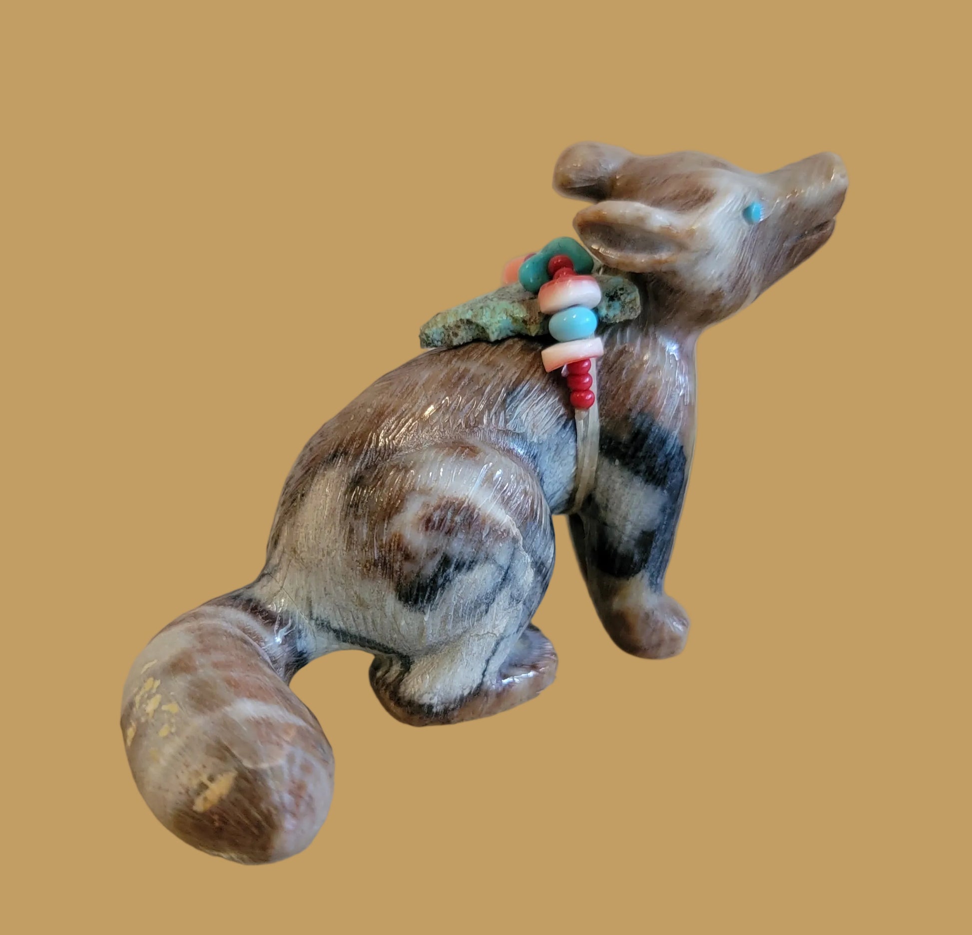 Picasso Marble Adorable Coyote w/Pack and Personality Zuni Fetish