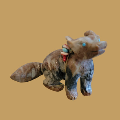Picasso Marble Adorable Coyote w/Pack and Personality Zuni Fetish