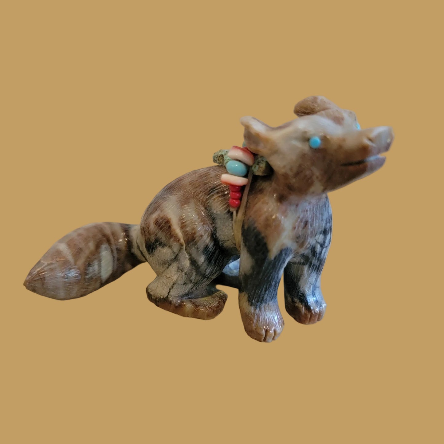 Picasso Marble Adorable Coyote w/Pack and Personality Zuni Fetish