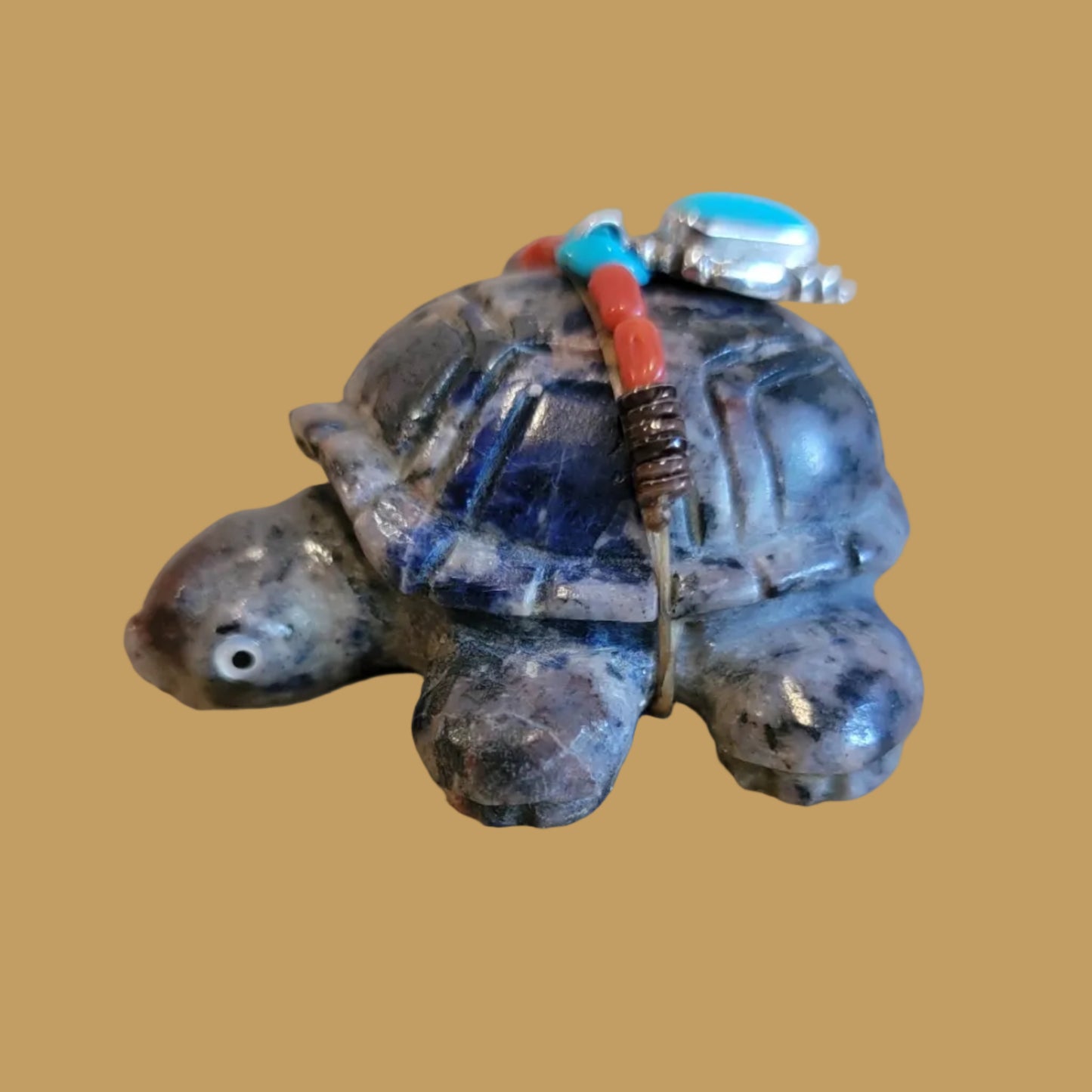 Sunset Sodalite Sea Tortoise w/ Bling Zuni Fetish