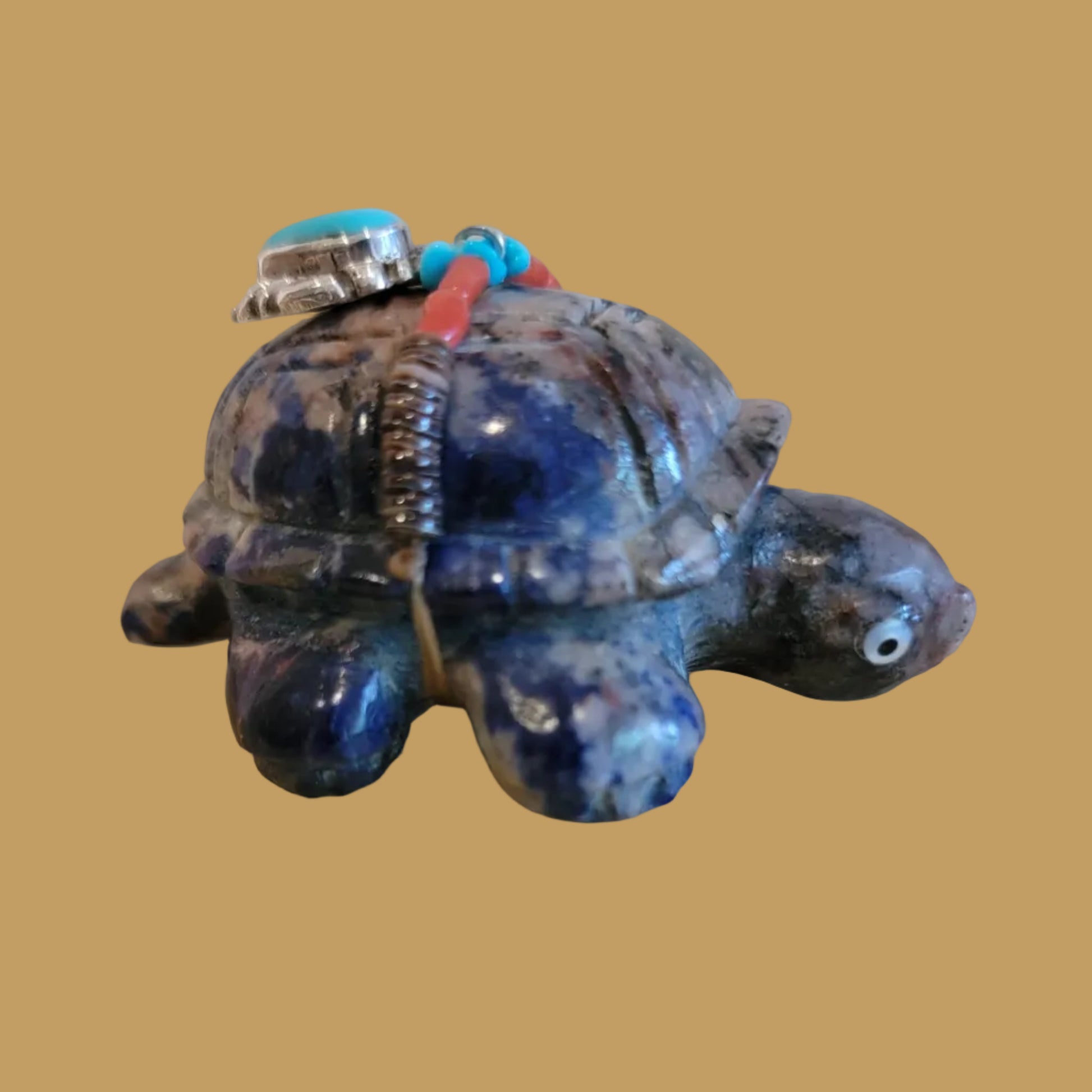 Sunset Sodalite Sea Tortoise w/ Bling Zuni Fetish