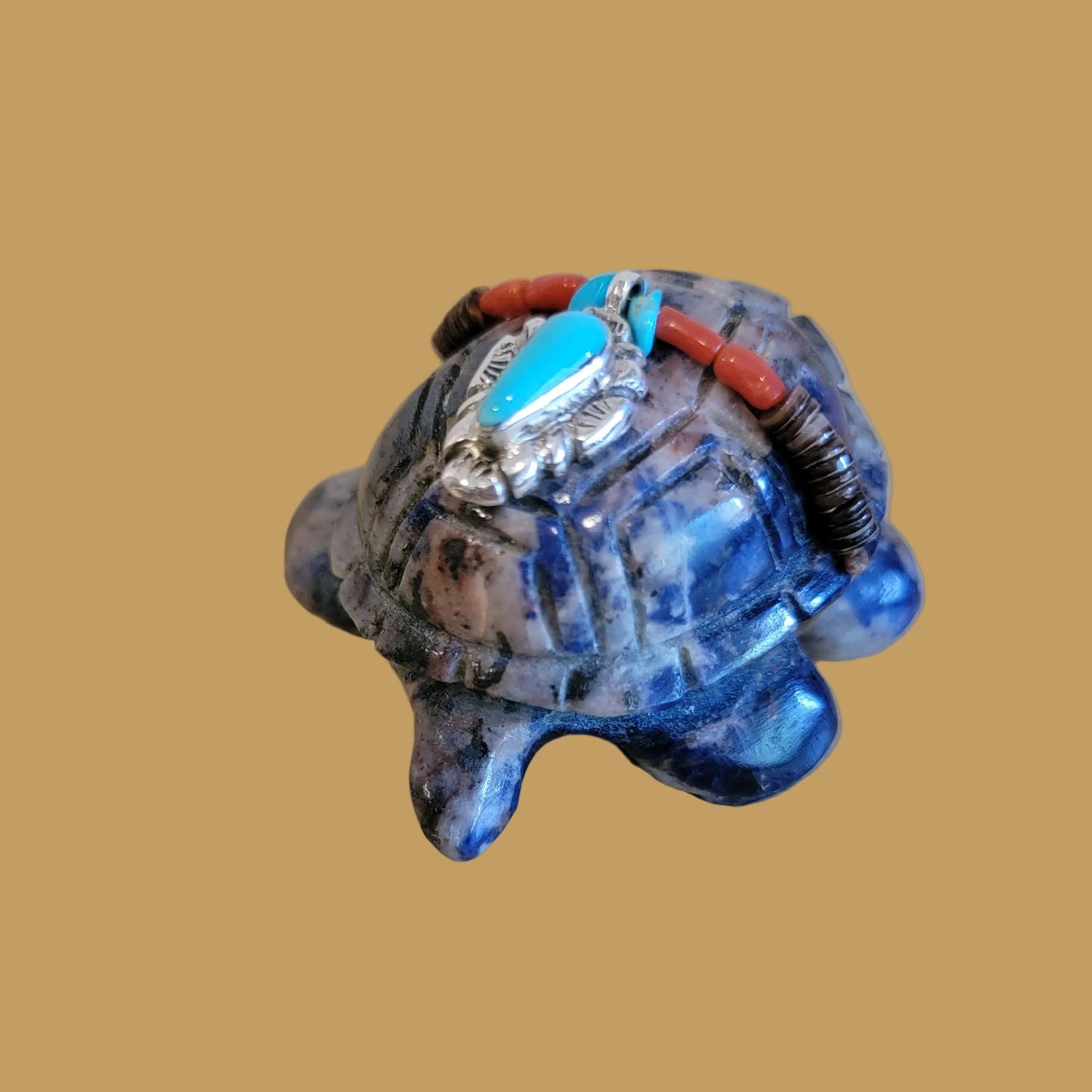 Sunset Sodalite Sea Tortoise w/ Bling Zuni Fetish