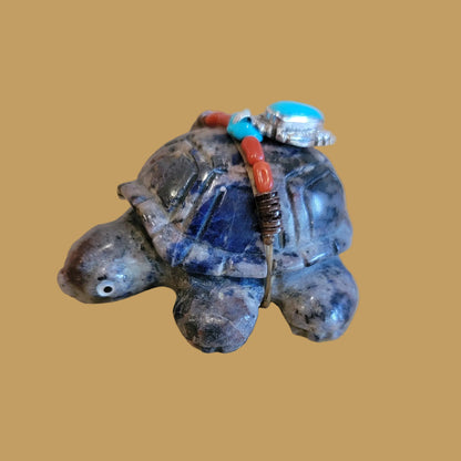 Sunset Sodalite Sea Tortoise w/ Bling Zuni Fetish