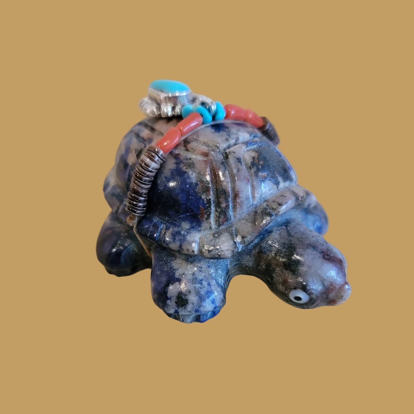 Sunset Sodalite Sea Tortoise w/ Bling Zuni Fetish