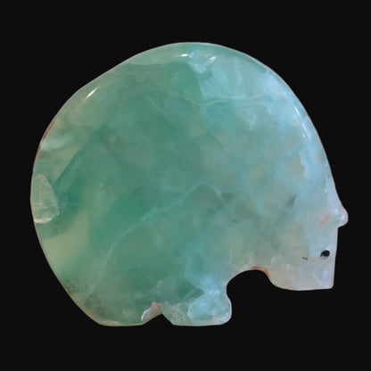 Elegant Fluorite Medicine Bear w/ Coral Heartline Zuni Fetish