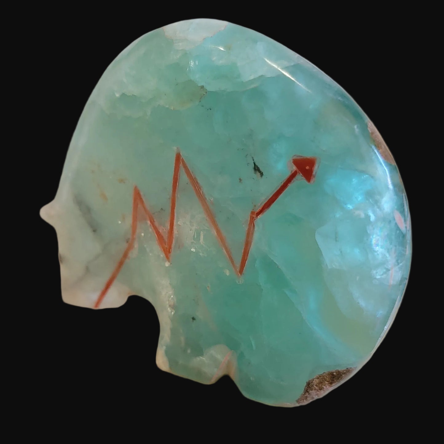Elegant Fluorite Medicine Bear w/ Coral Heartline Zuni Fetish