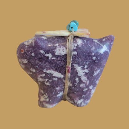 Lepidolite Psychic Bobcat Zuni Fetish
