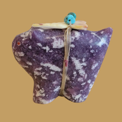 Lepidolite Psychic Bobcat Zuni Fetish