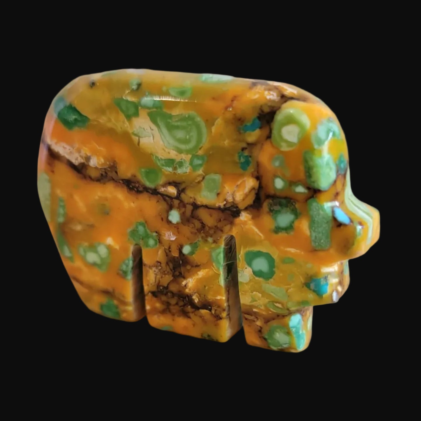 Beautiful and Unique Fruit Jasper Bear Zuni Fetish