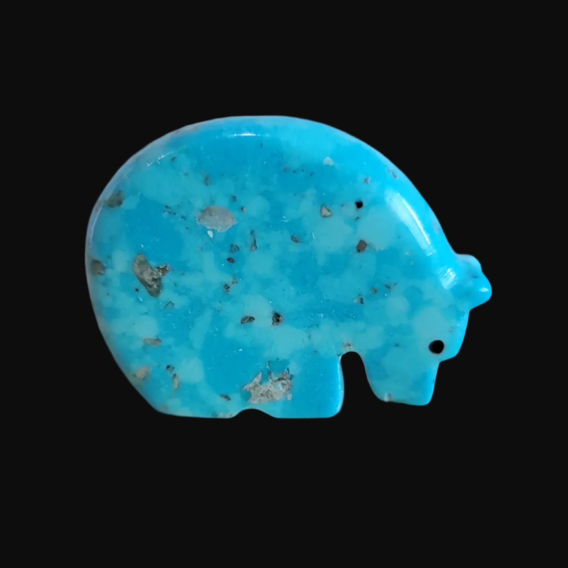 Turquoise Medicine Bear w/ Inlaid Bear Paw Zuni Fetish