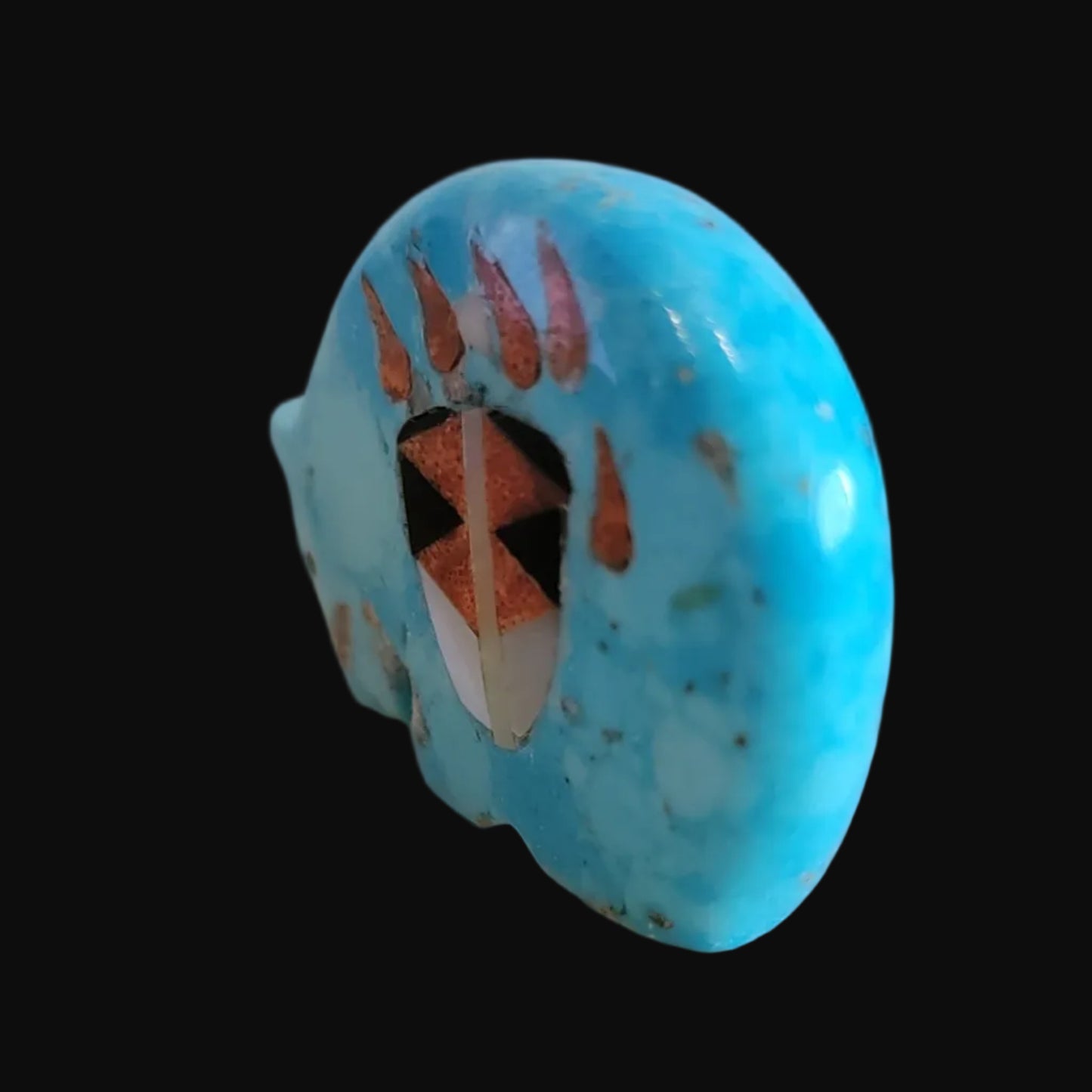 Turquoise Medicine Bear w/ Inlaid Bear Paw Zuni Fetish